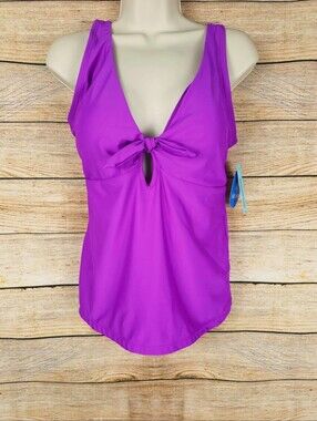 Sol Borne NEW Tie Front Keyhole Tankini Top Size Xlarge